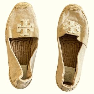 Tory Burch Canvas Weston Espadrilles Cream Color Size 6